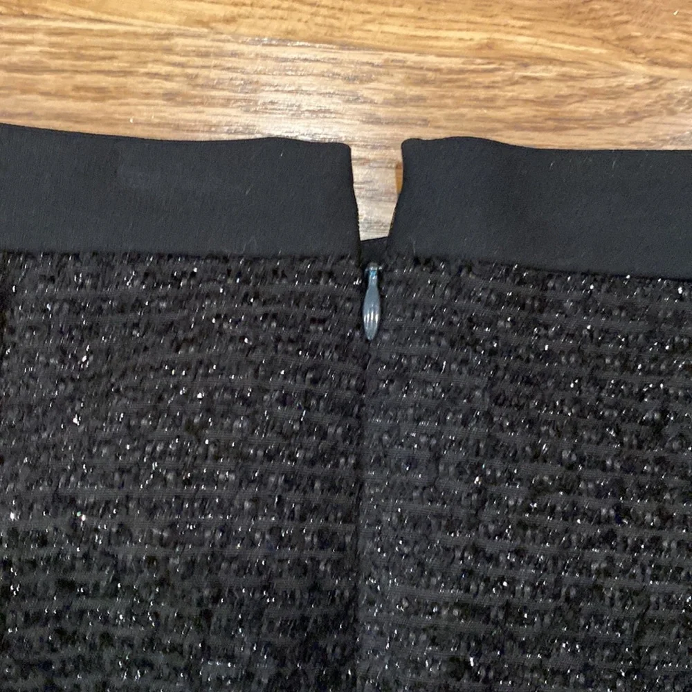Woman LOFT skater a-line skirt sparkle black holiday workwear - Picture 7 of 9